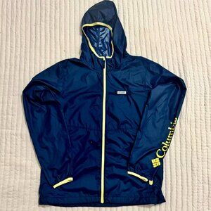 Columbia Navy Hooded Windbreaker Jacket Size Medium